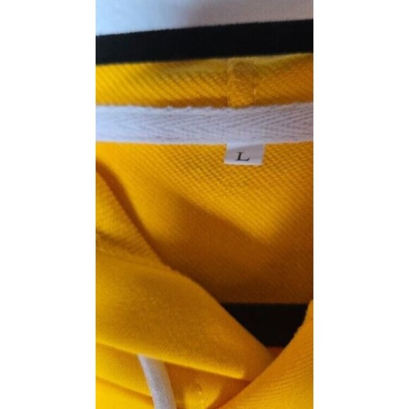 Mens Hoodie Time Is Money Graphic Shein Long Sleeve Pullover Style Yellow Large - Picture 10 of 11